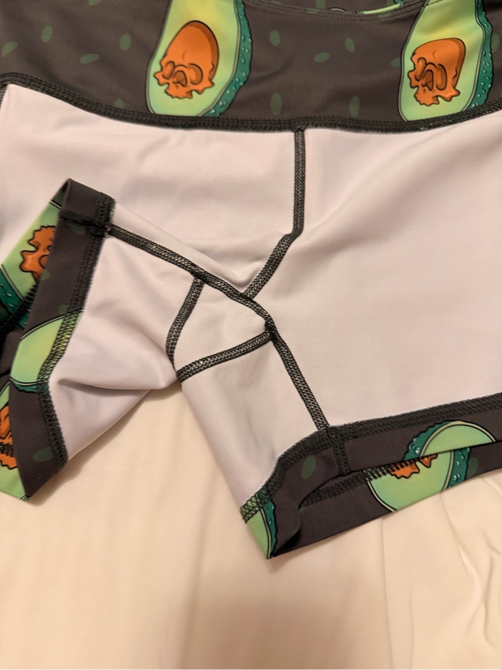 Feed me fight me medium Avocado Skull Print Workout Shorts - Black/Green fmfm - Picture 6 of 7